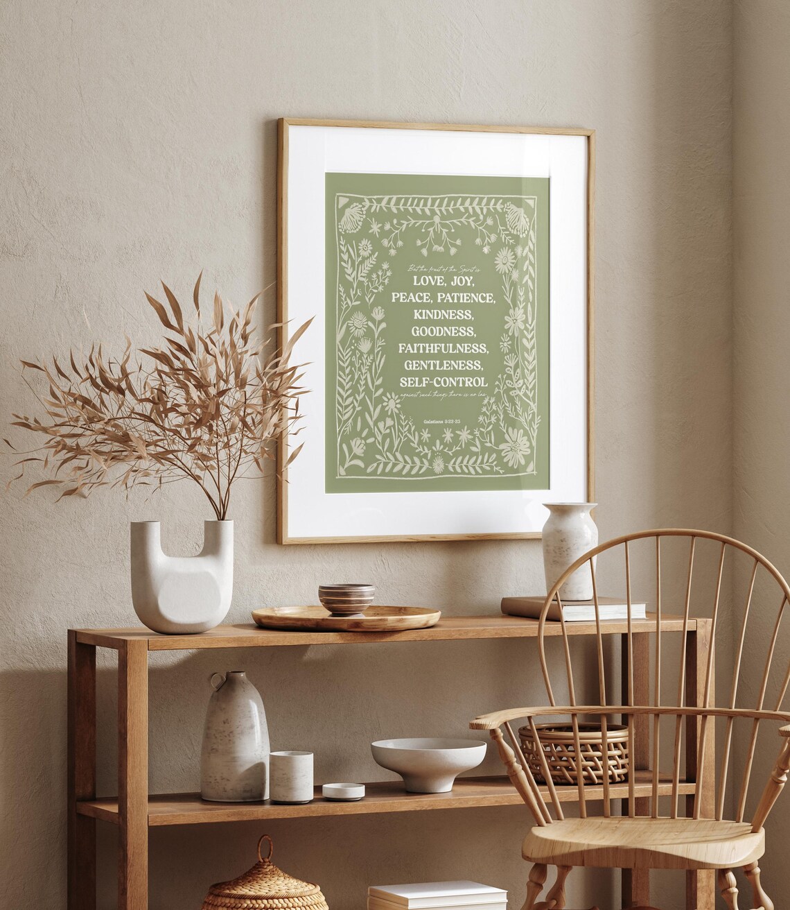 Fruit of the Spirit Scripture Art Print, Sage Green - Image 3