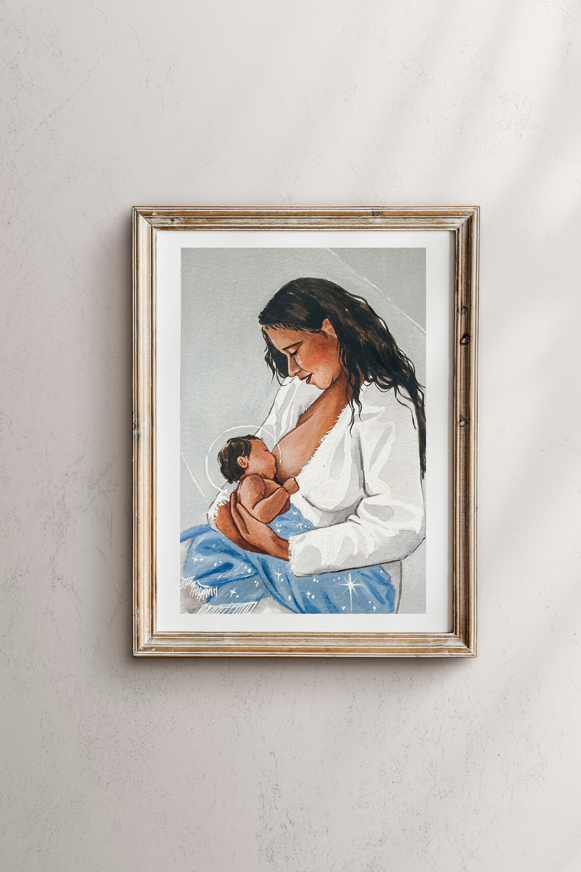 Mary Breastfeeding Jesus Nativity Christmas Art Print