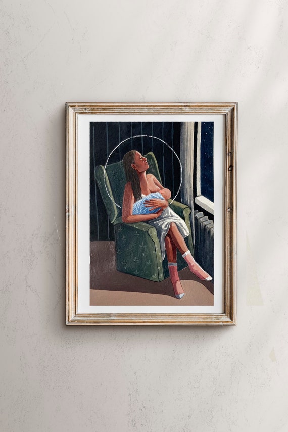 Breastfeeding Motherhood Art Print, Nursery Decor