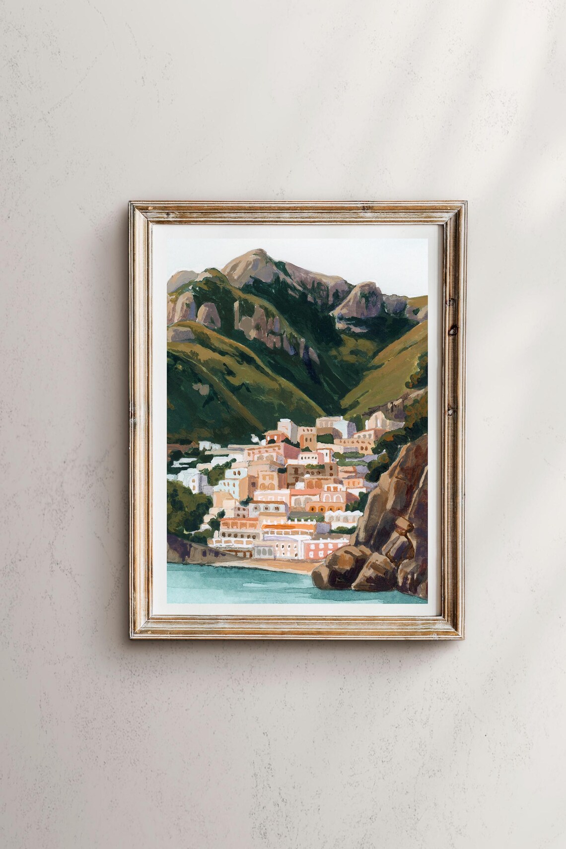 Positano Italy Watercolor Landscape Art Print