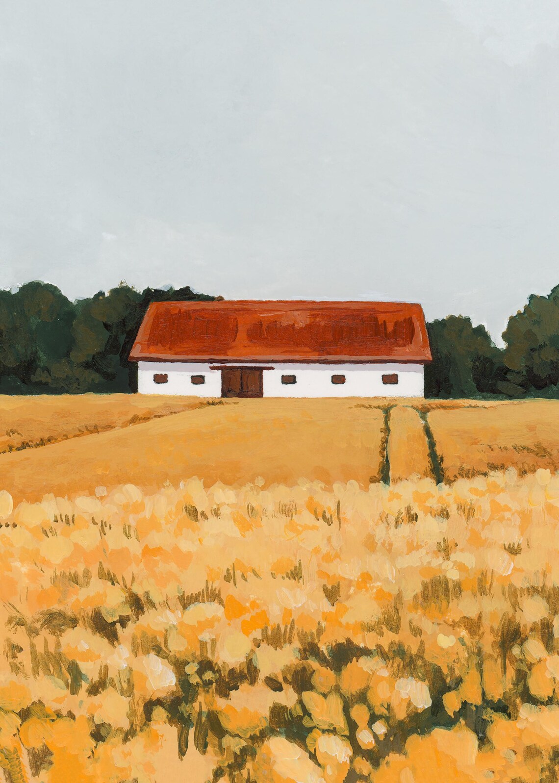 Normandy France Watercolor Landscape Art Print - Image 2