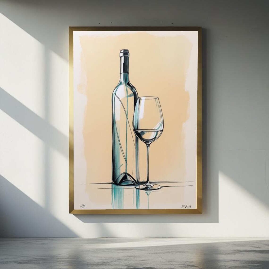 Minimalist Wine Bottle Art Wall Poster