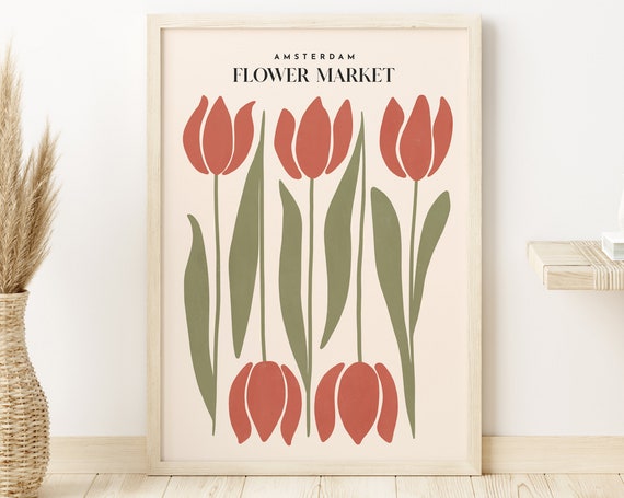 Amsterdam Flower Market Boho Botanical Poster