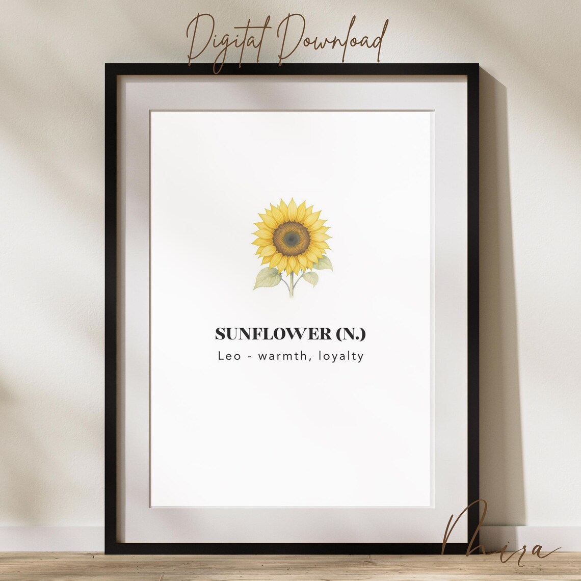 Sunflower Birth Flower Leo Zodiac Warm Yellow Astrology Poster