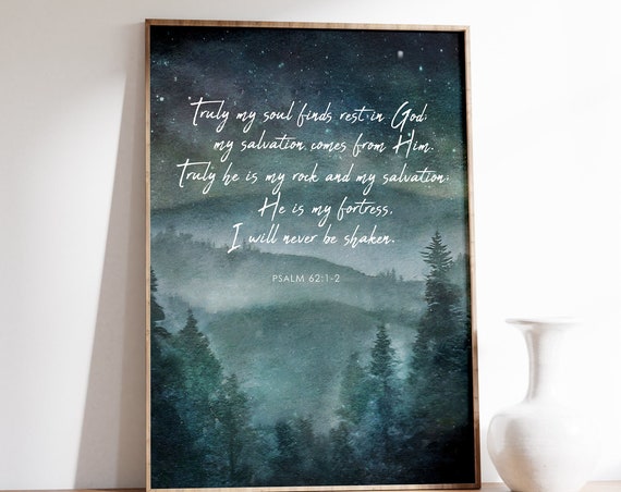 Scripture Wall Art Bible Verse Print Psalm 621 2 Christian Artwork Custom Encouraging Psalms Gift Customizable Watercolor Painting