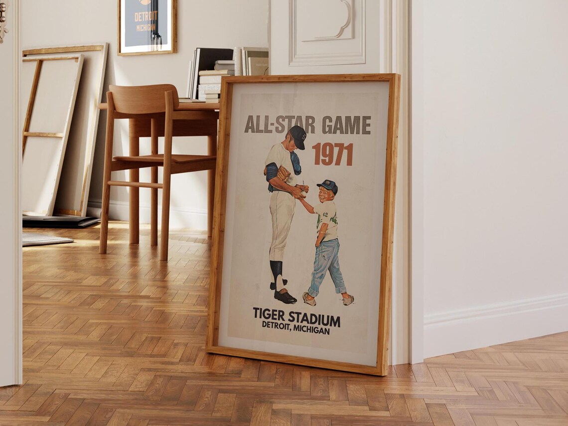 1971 All Star Game Tiger Stadium Detroit Michigan Baseball Poster - Image 2