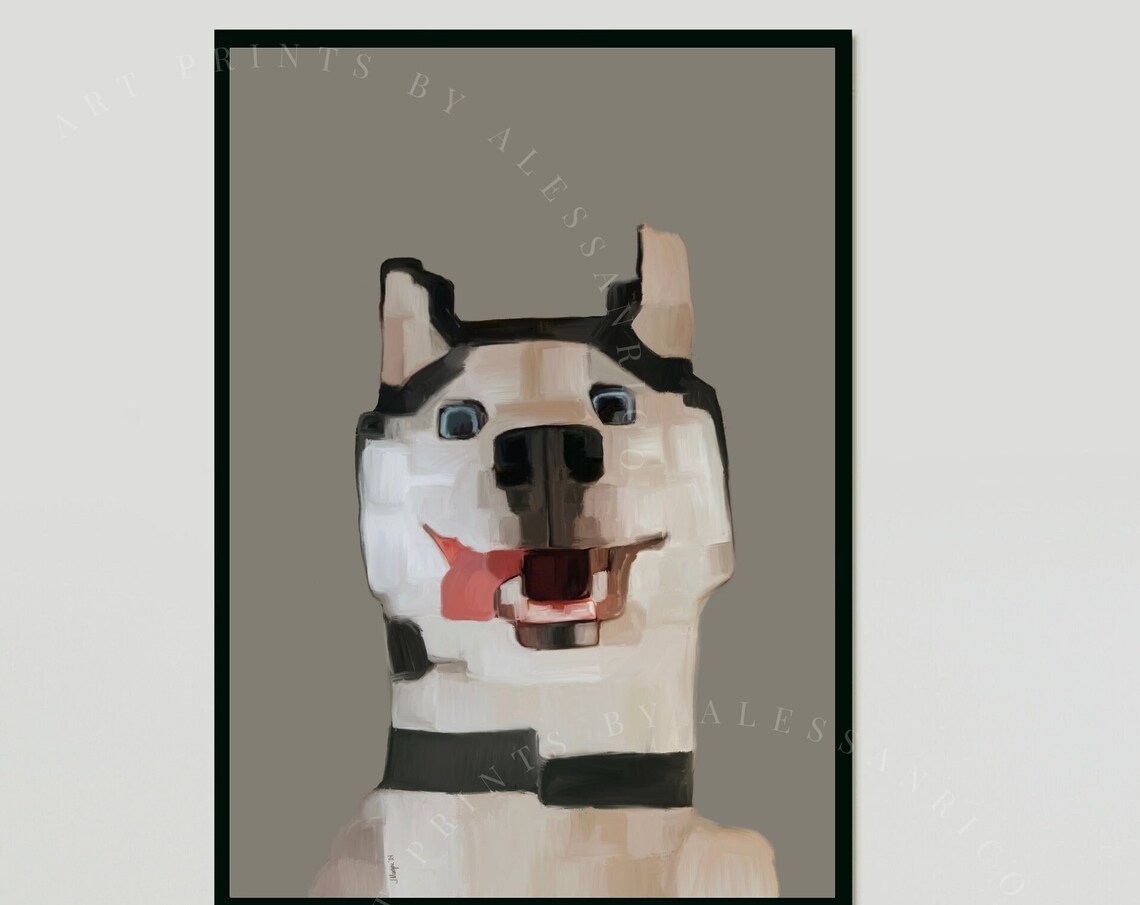 Custom Abstract Pet Portrait Fun Blocky Style Dog Painting Poster
