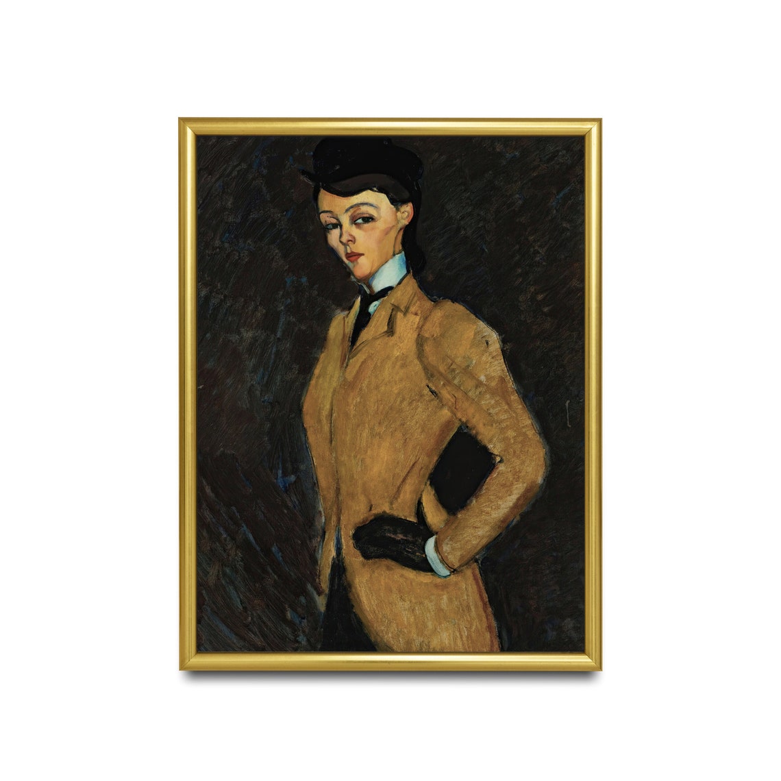 Woman in Riding Jacket and Black Hat Modernist Portrait Poster - Image 4