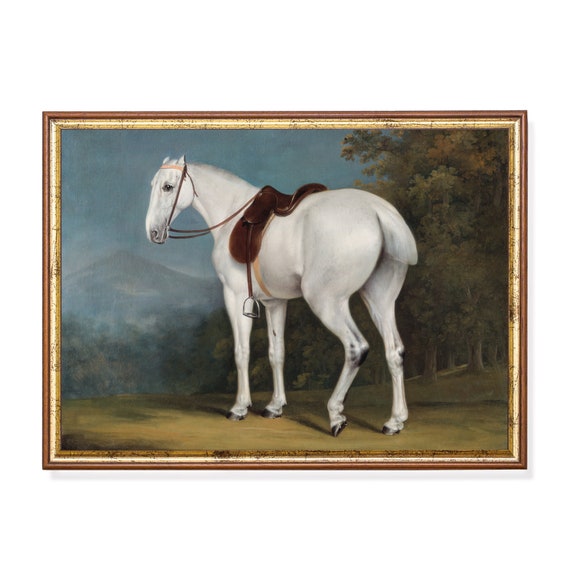 Printed And Shipped Vintage Horse Painting Antique Equestrian Print Moody Rustic Animal Fine Art Farmhouse Decor Physical Prints
