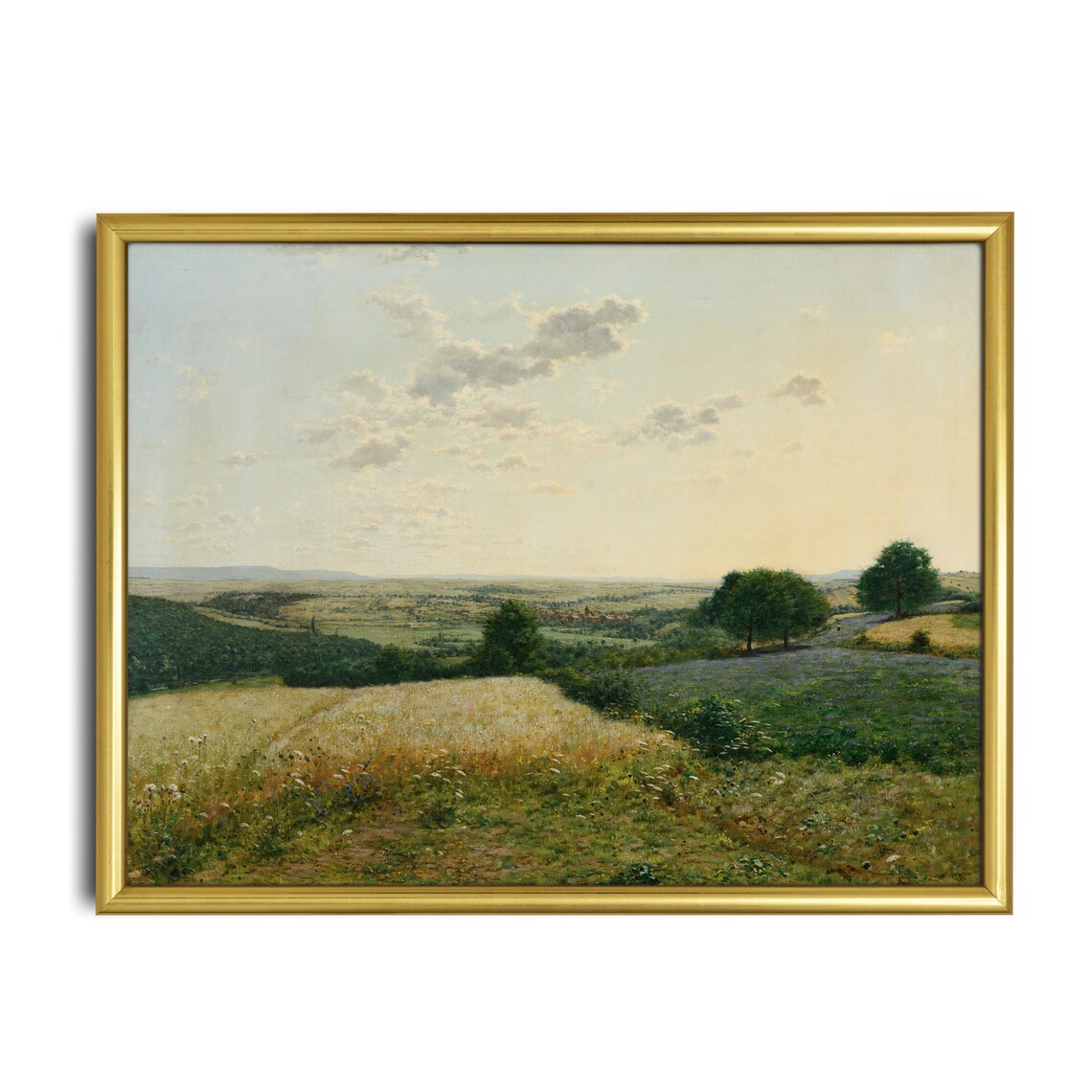 Golden Wheat Field Panorama under Summer Sky Harvest Landscape Poster