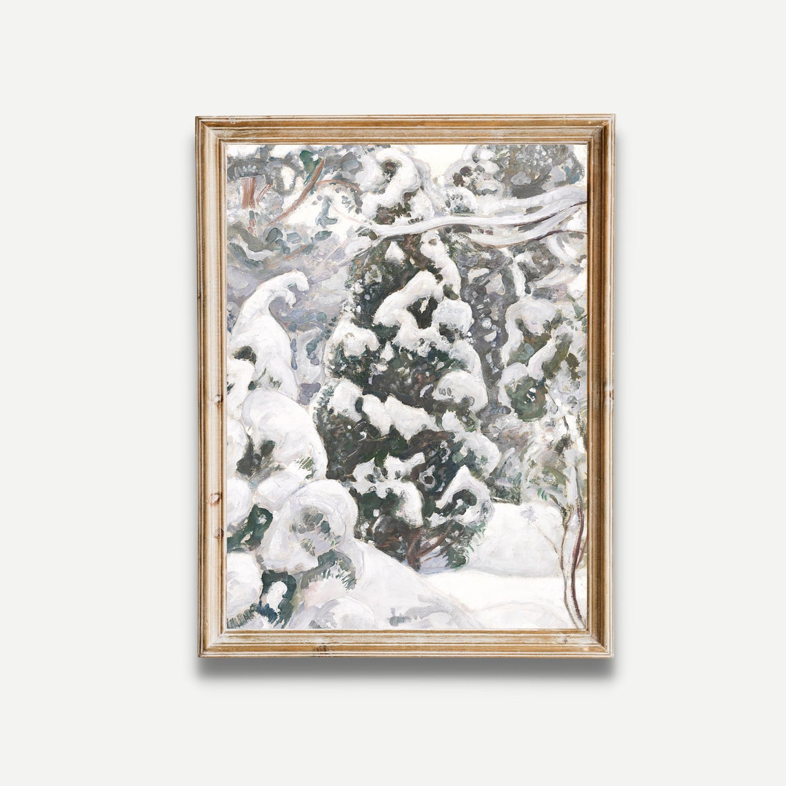 Snow-Laden Evergreens Glowing in Winter Forest Vintage Poster - Image 3