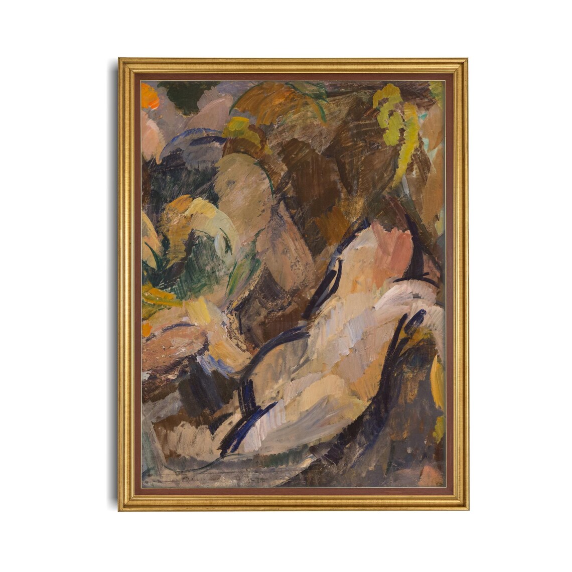 Muted Earthy Abstract Painting Vintage Modern Art Wall Poster - Image 4