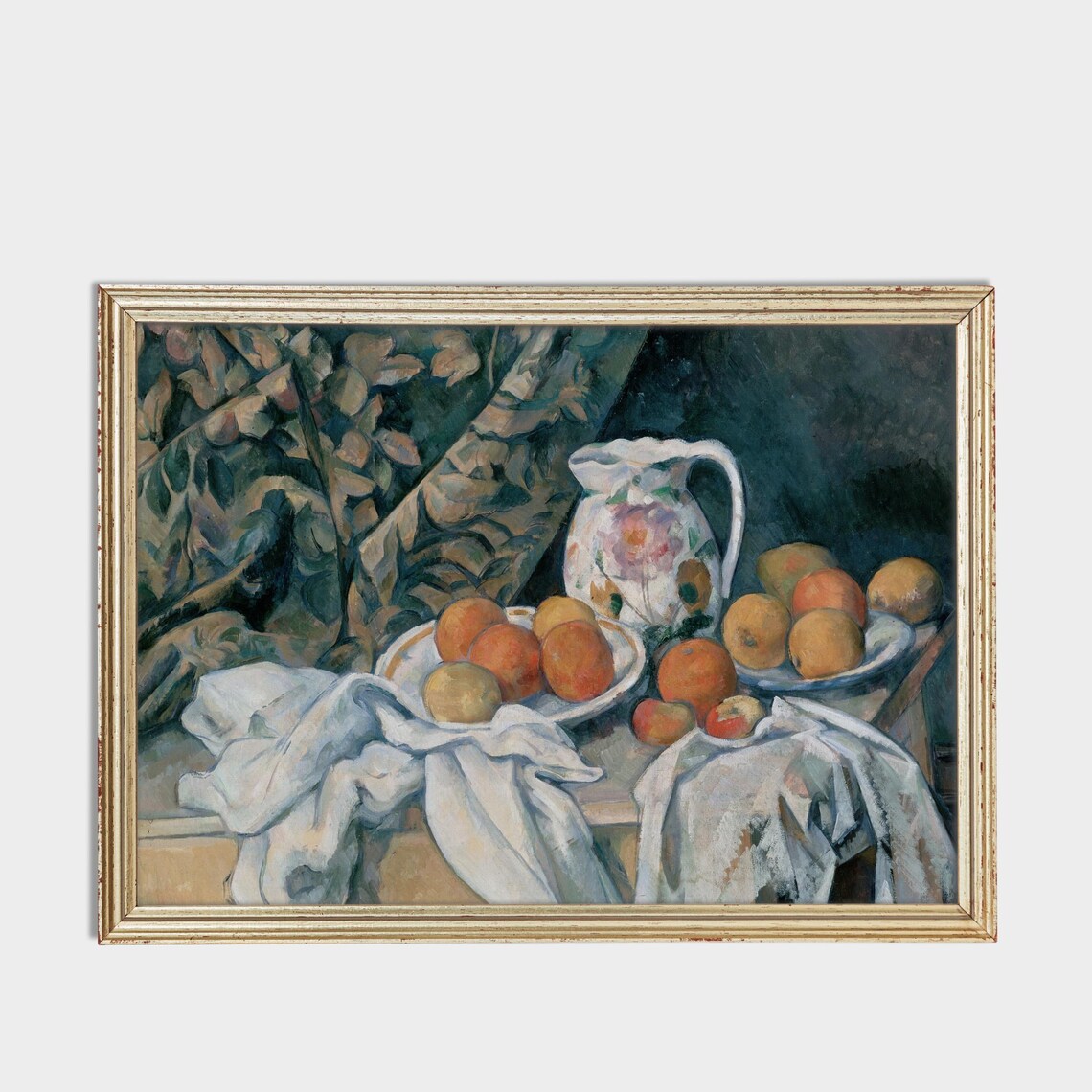 Still Life with Apples and a Floral Pitcher Vintage Art Poster - Image 3