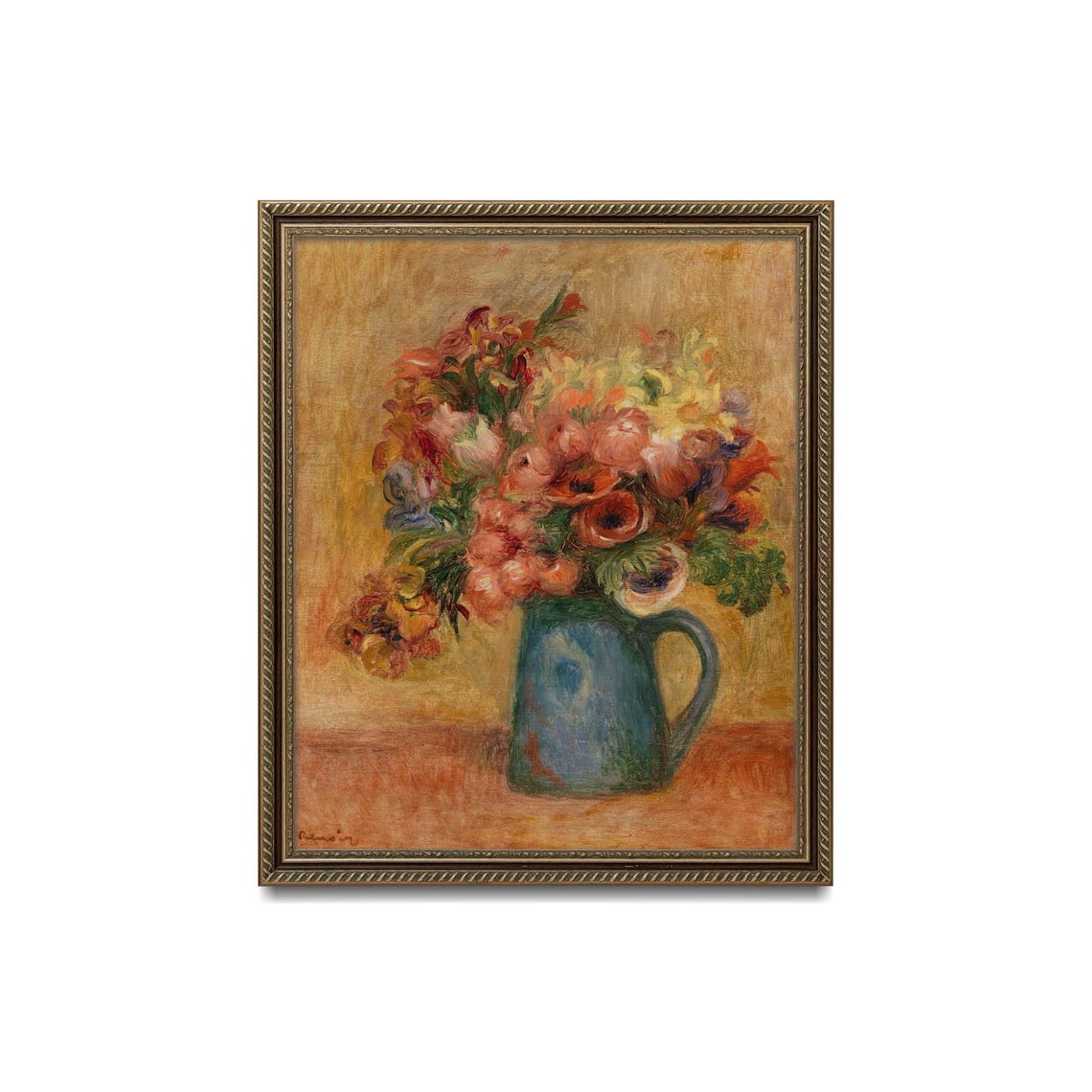 Renoir Flower Bouquet in Blue Pitcher Impressionist Floral Poster - Image 3