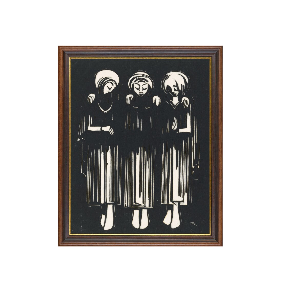 Three Women Painting, Vintage Abstract Art Print