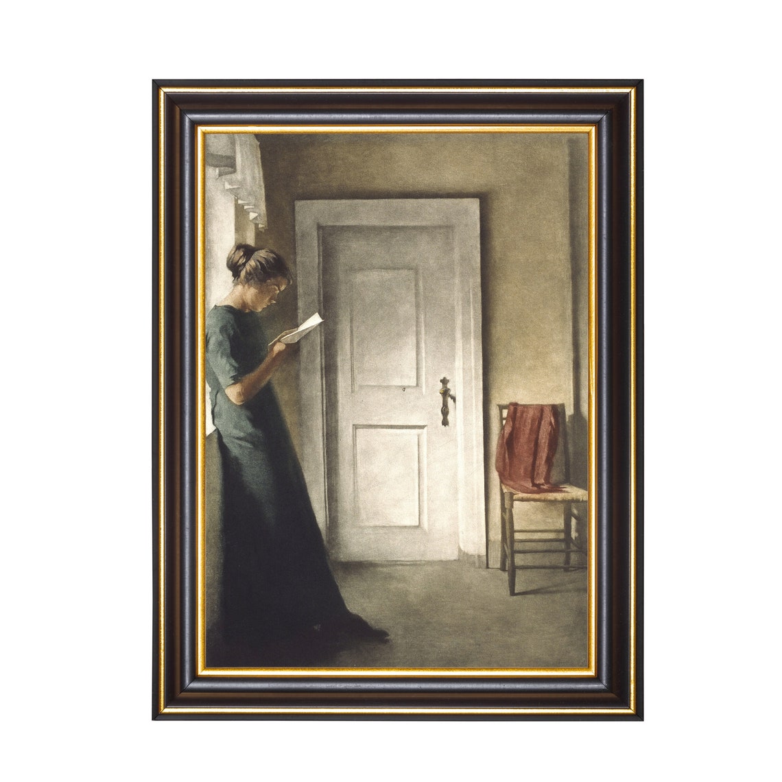 Hammershoi Woman Reading Muted Danish Interior Painting Art Poster - Image 2