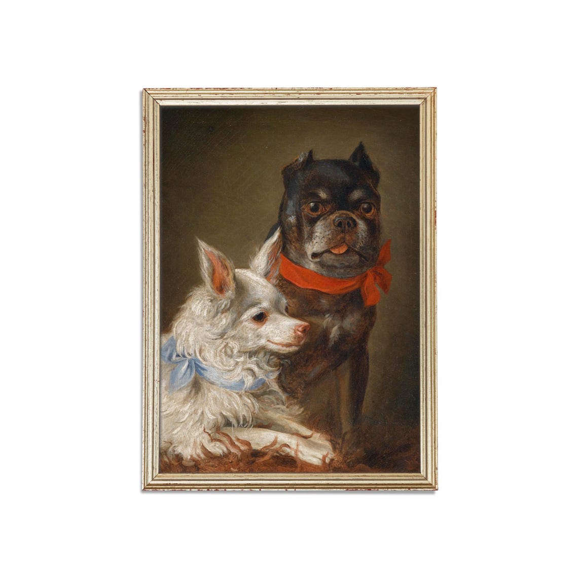 Two Small Dogs with Ribbons Sweet Vintage Pet Portrait Art Poster - Image 3