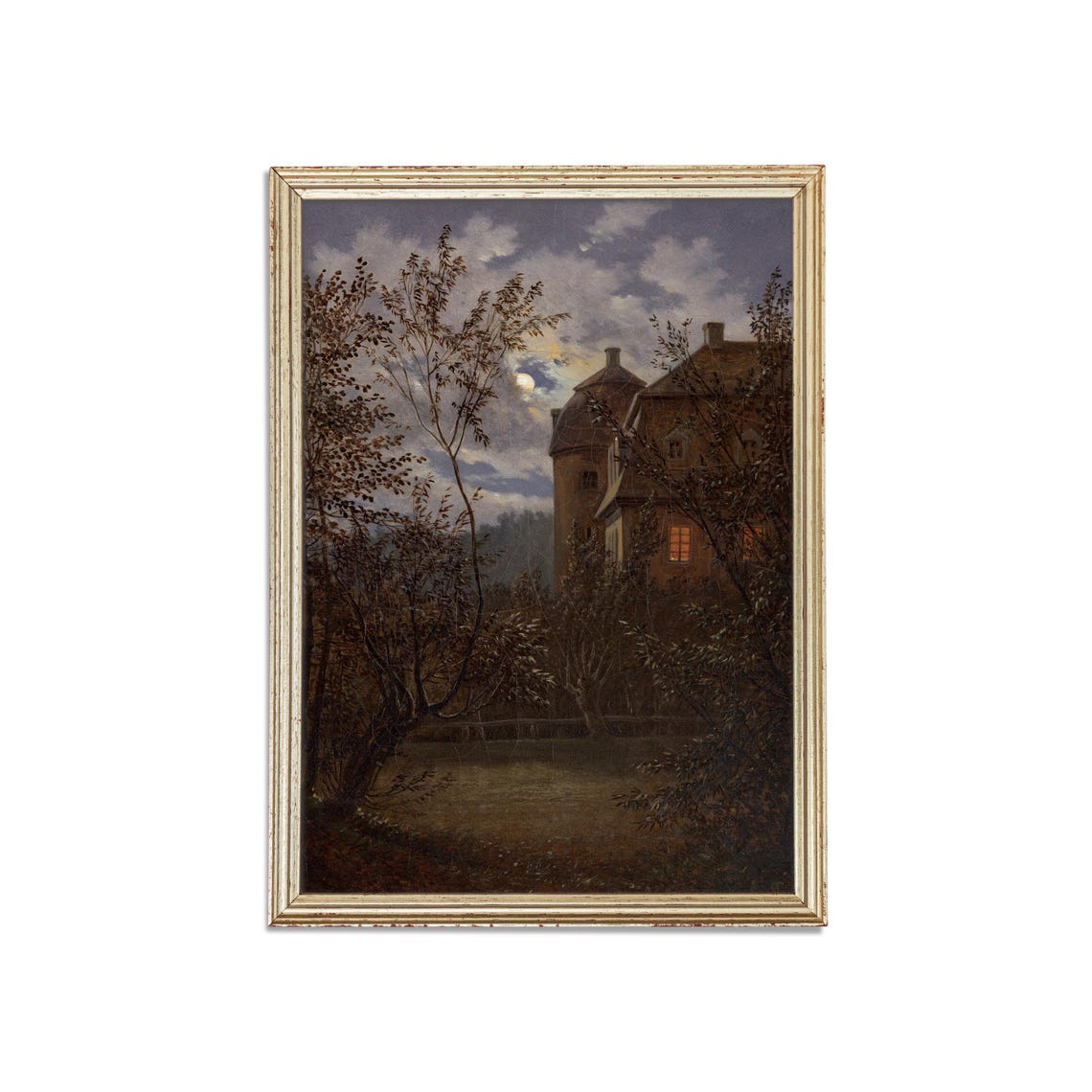 Manor House Under a Moonlit Sky Dark Moody Gothic Night Scene Poster - Image 3