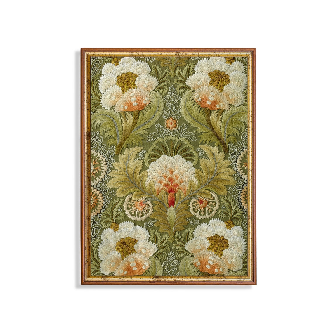 Symmetrical Vintage Floral Embroidery Textile Pattern Art Poster
