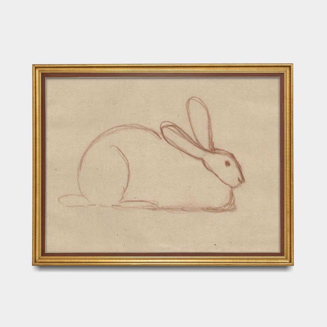 Minimalist Rabbit Line Sketch Beige Paper Modern Nursery Art Poster - Image 5