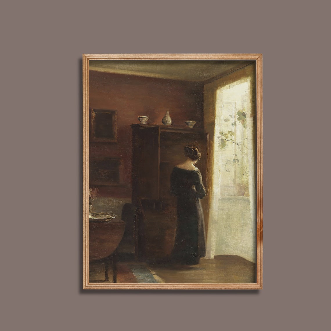 Woman Standing by Sunlit Window Danish Interior Painting Poster - Image 4