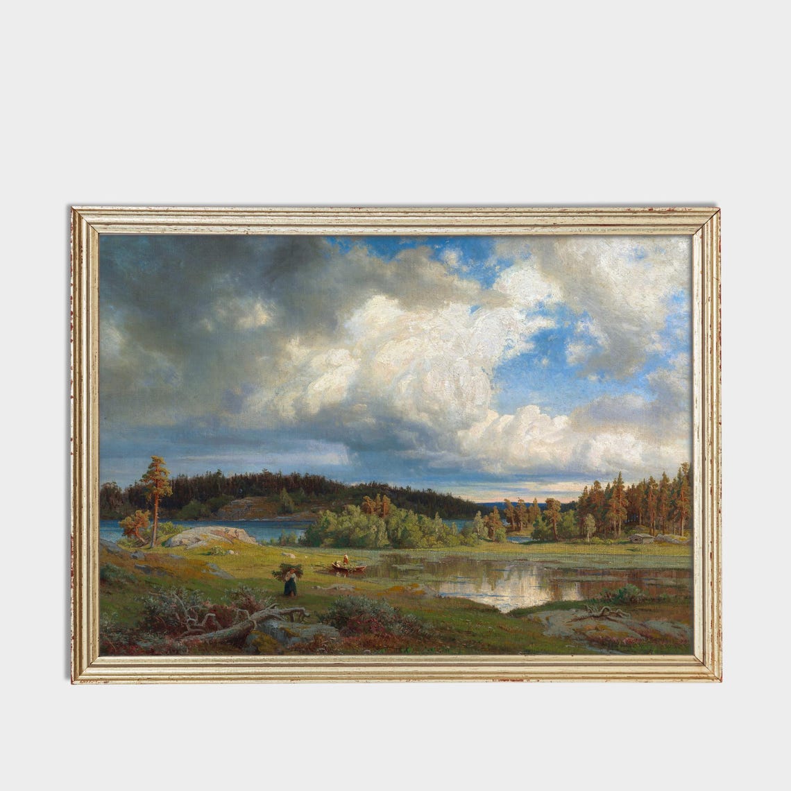 Dramatic Storm Clouds over a Lake and Forest Summer Landscape Poster - Image 3