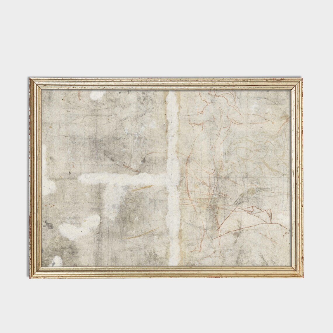 Vintage Abstract Figure Drawing, Rustic Art Print - Image 2