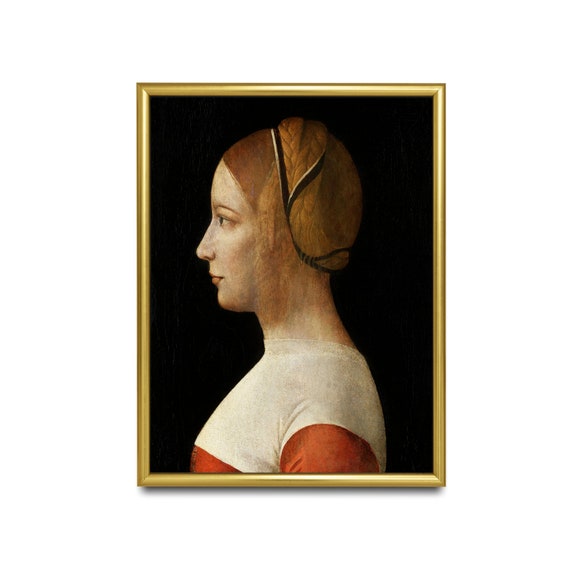 Vintage Portrait Painting Antique Woman Portrait Moody Rustic Print Wall Art 19th Century Fine Art