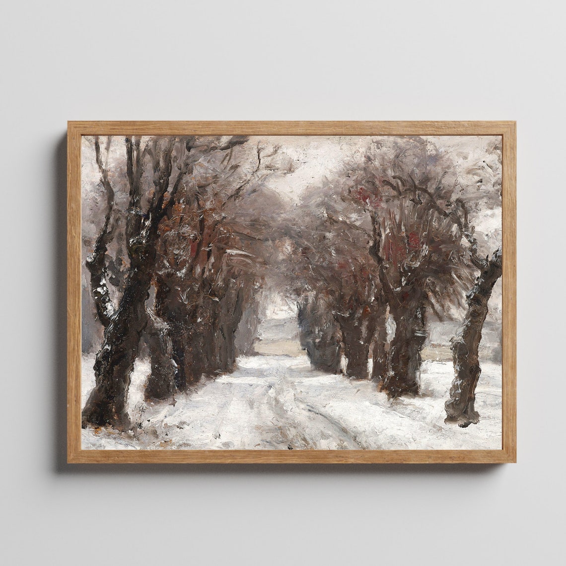 Snowy Tree Lined Lane with Old Pollarded Willows Winter Poster - Image 3