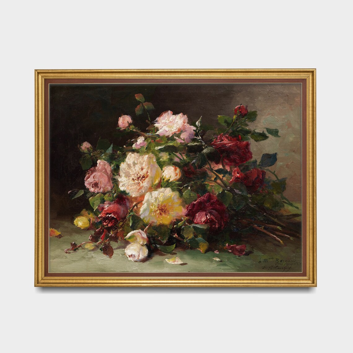 Vintage Roses Moody Rustic Floral Poster - Image 3