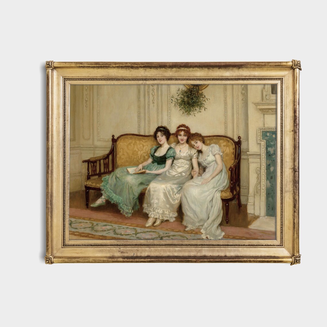 Antique Painting Of Three Women Relaxing On A Sofa Wall Poster - Image 4