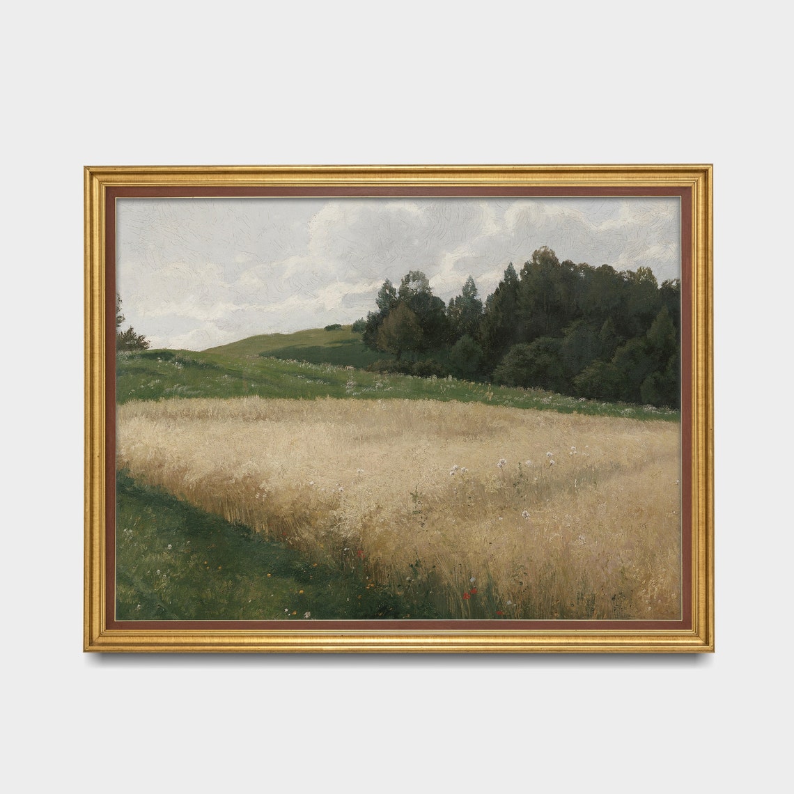 Golden Wheat Field with Trees Antique Summer Landscape Poster - Image 2