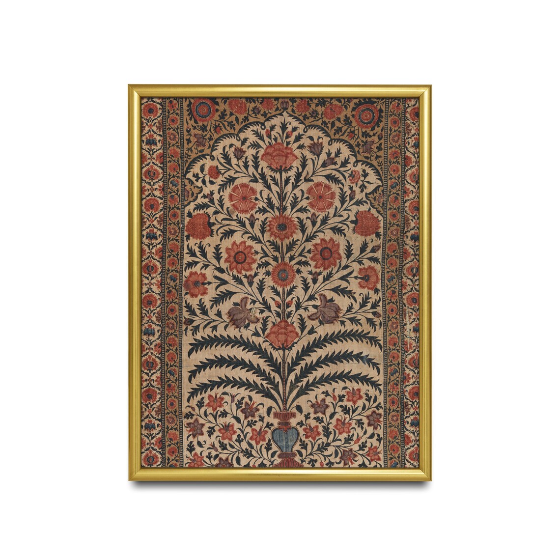Antique Tree of Life Floral Textile Panel Vintage Botanical Poster - Image 3