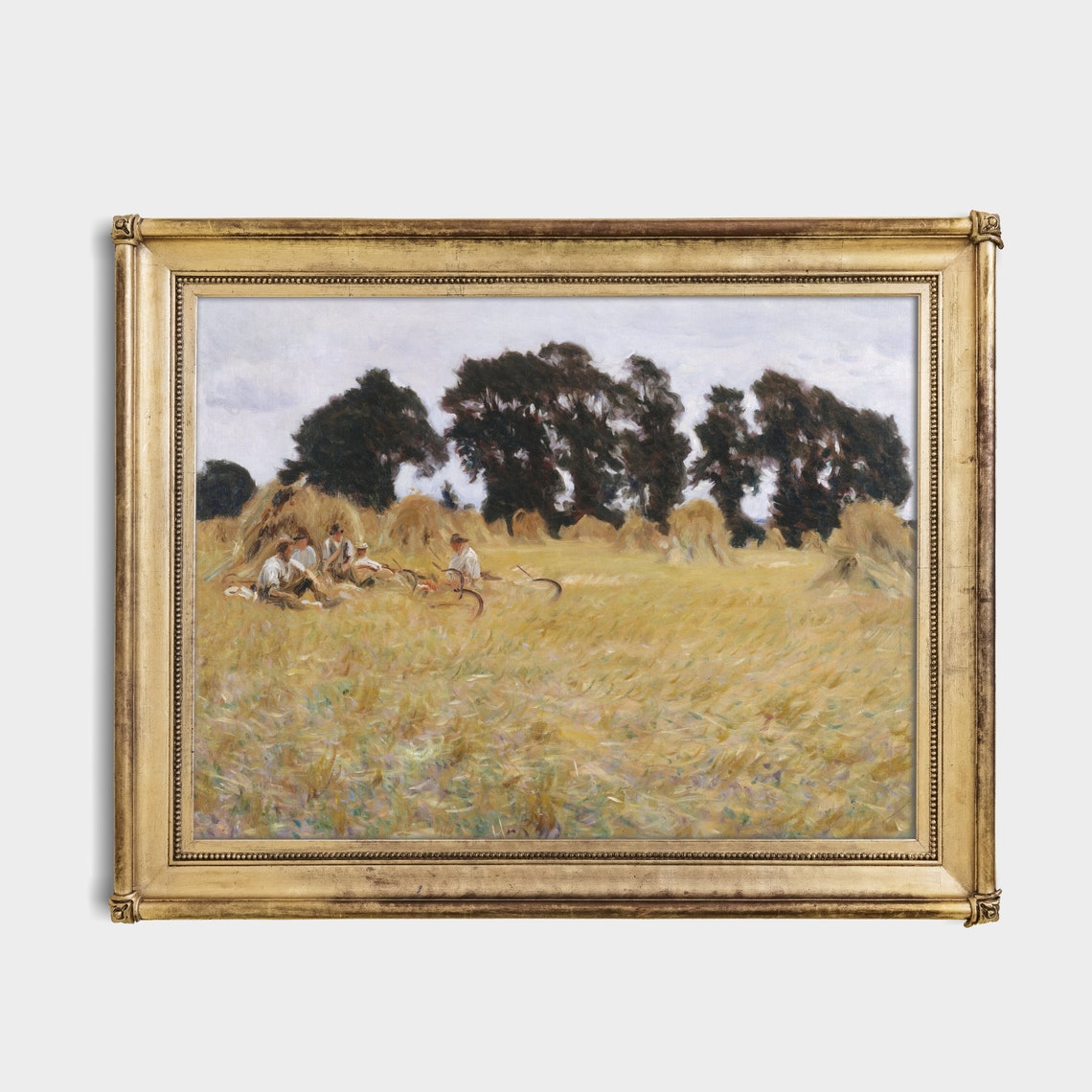 Wheat Harvest Rest Golden Field with Haystacks Vintage Poster - Image 2