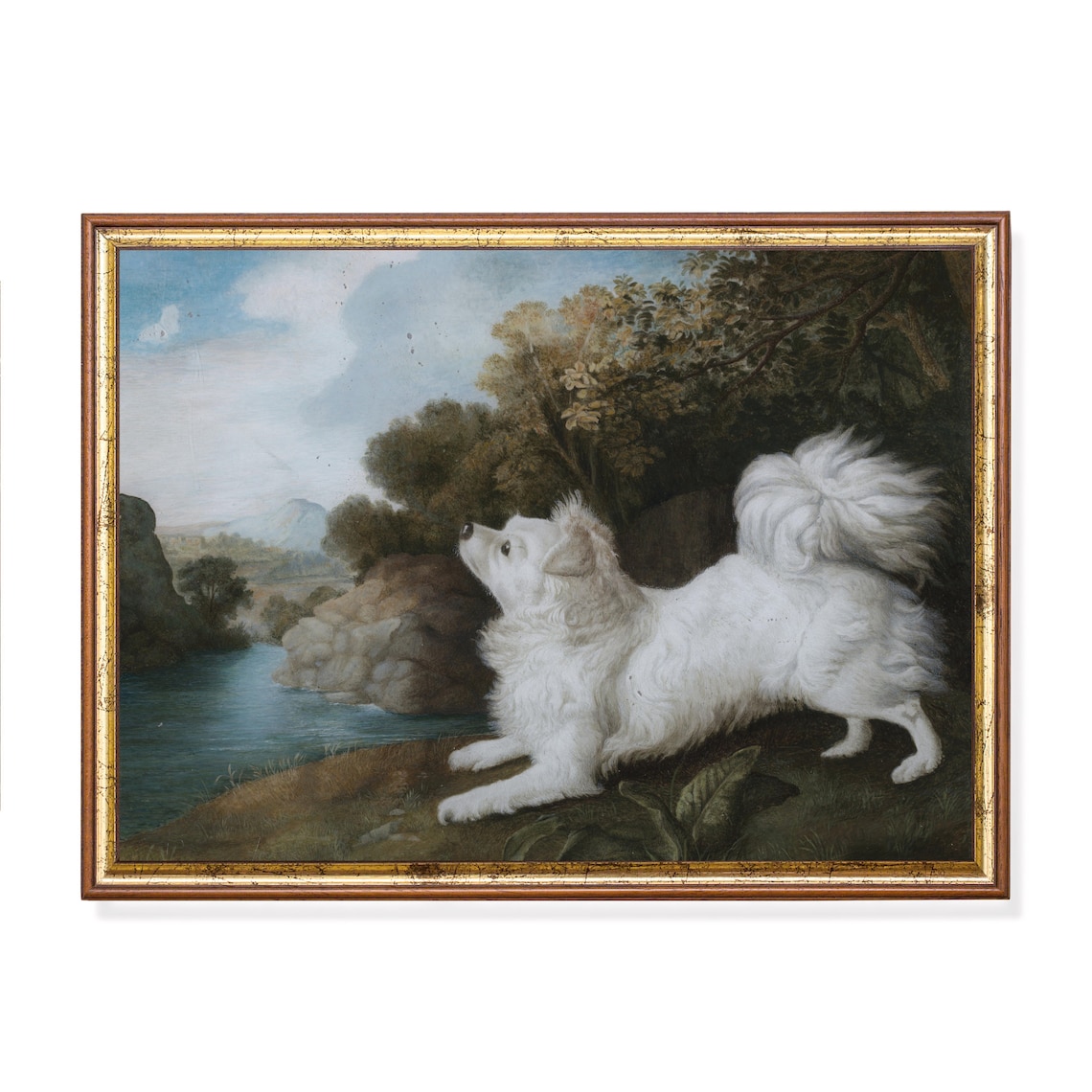 Vintage Dog Painting, Rustic Farmhouse Wall Art Print