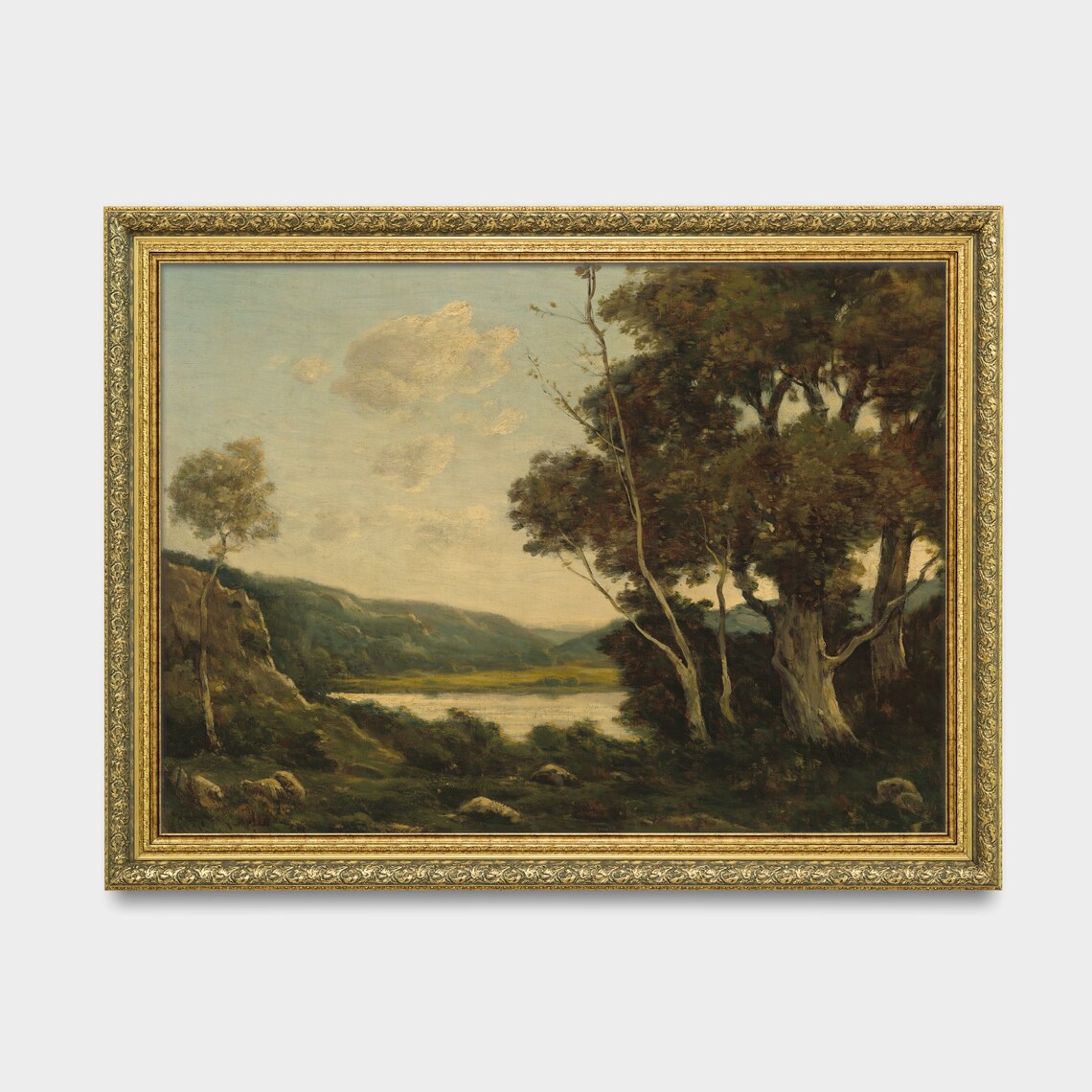 Barbizon Style Woodland Lake Landscape Fine Painting Wall Poster - Image 3