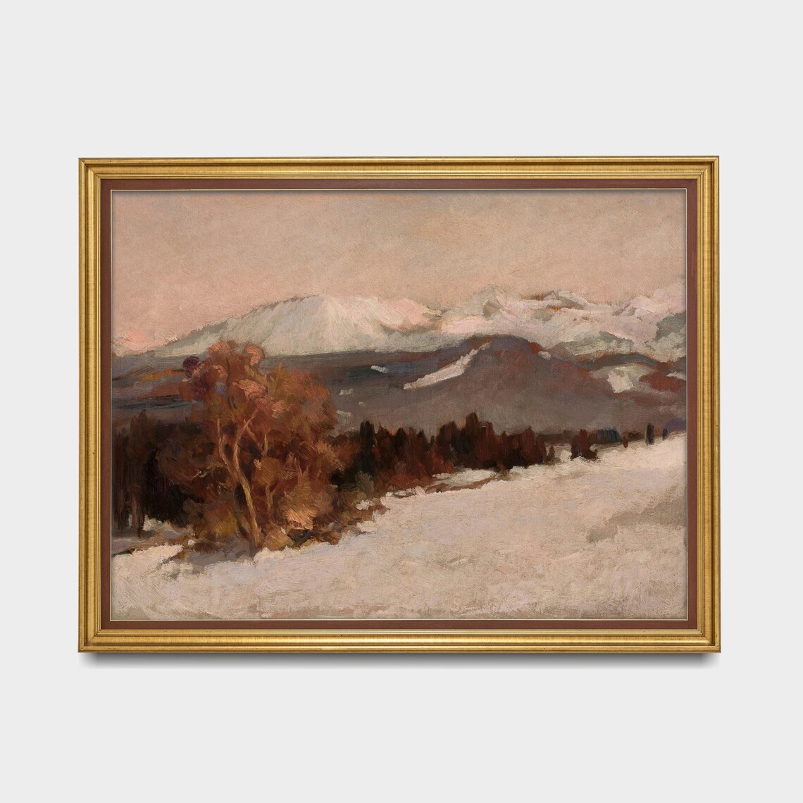 Snow-Capped Peaks at Dusk Pink Alpine Winter Mountain Poster - Image 5
