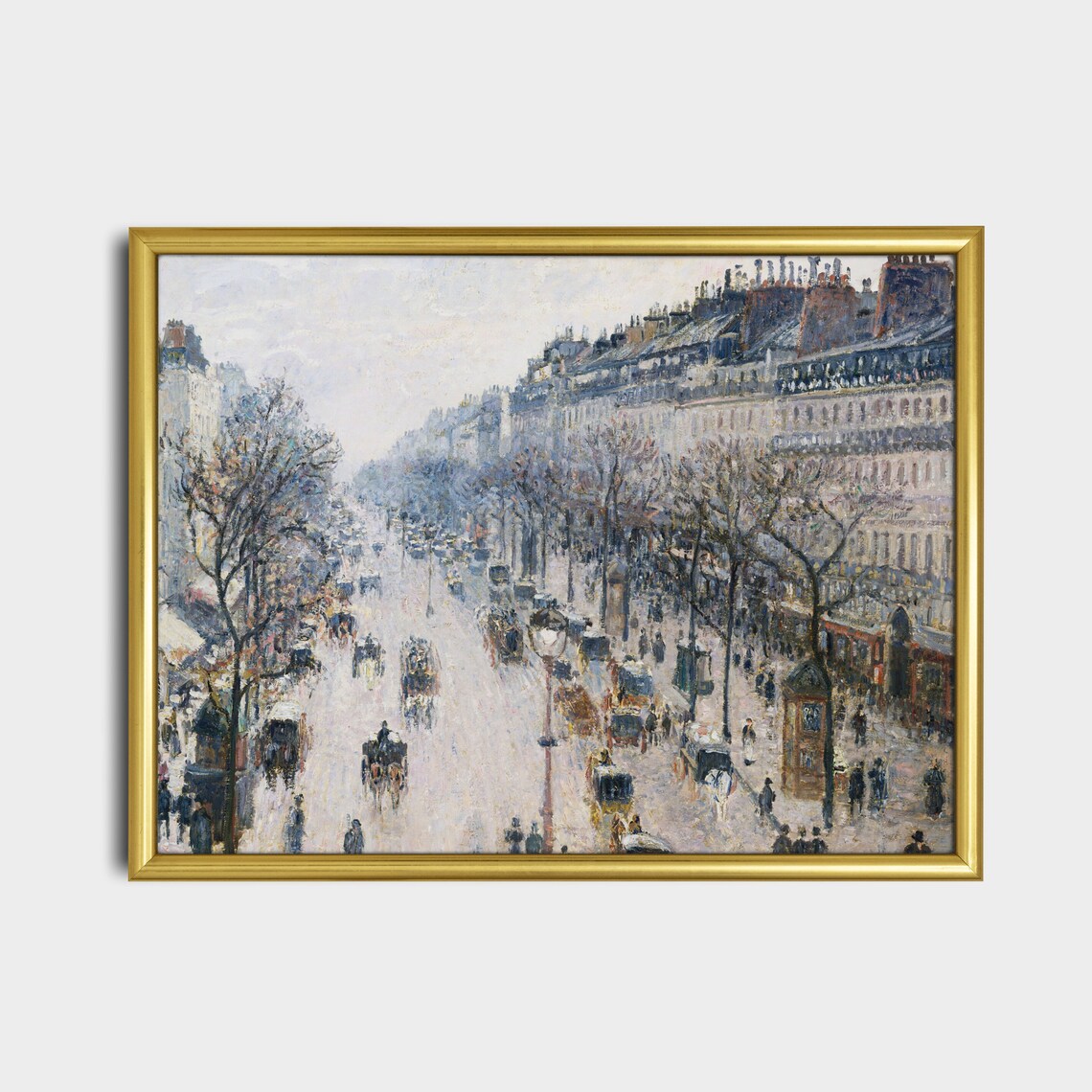 Paris Boulevard in Winter Impressionist City Street Scene Poster