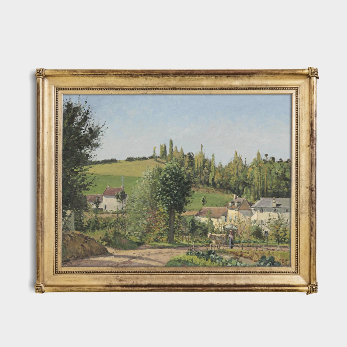 Sunlit French Village with Tall Poplars on Rolling Hills Poster - Image 4