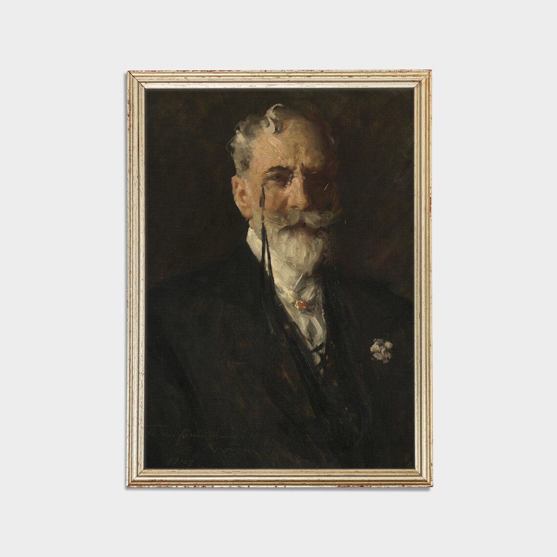 Vintage Gentleman Portrait, Rustic Oil Painting Print - Image 2