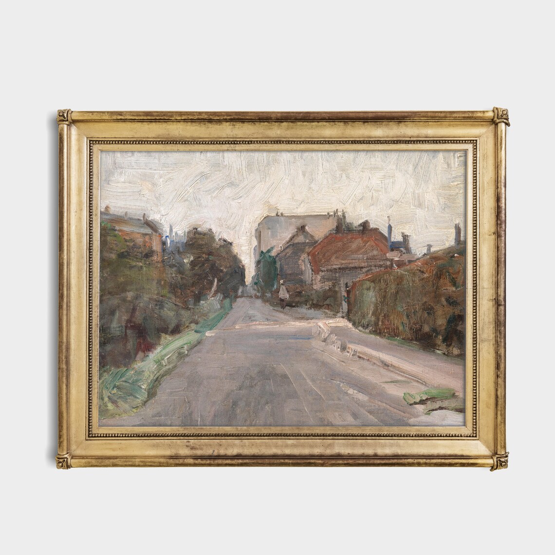 Impressionist Village Road With Cottages Landscape Painting Poster - Image 3