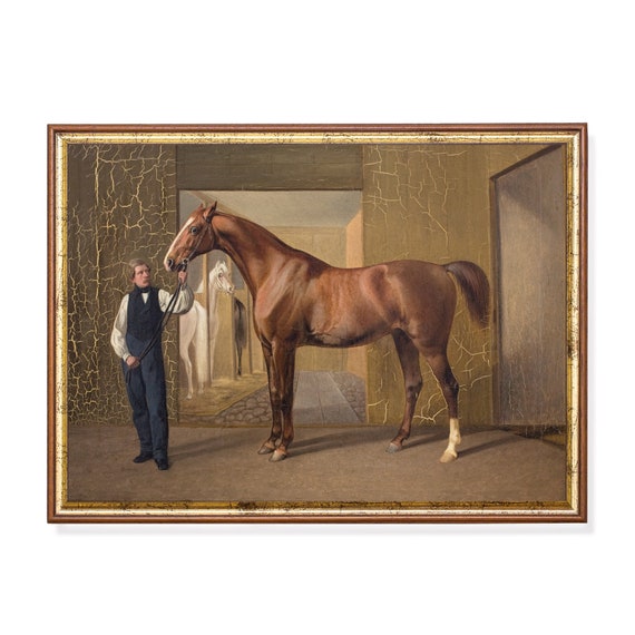 Printed And Shipped Vintage Horse Painting Antique Equestrian Print Moody Rustic Animal Fine Print Farmhouse Decor Physical Prints
