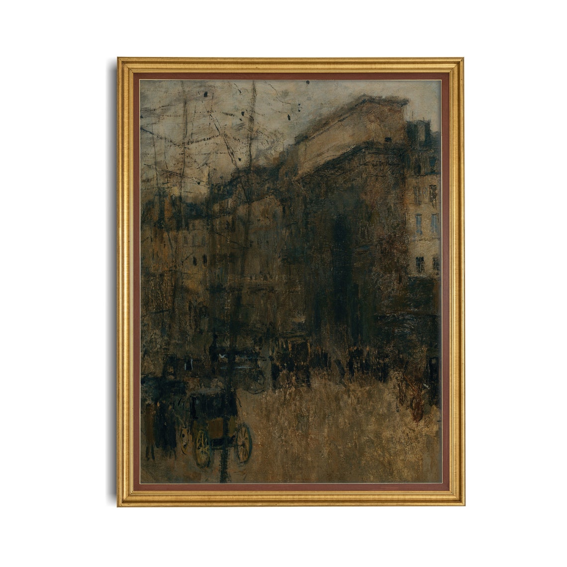 Moody Old City Street With a Horse Carriage Impressionist Poster - Image 4