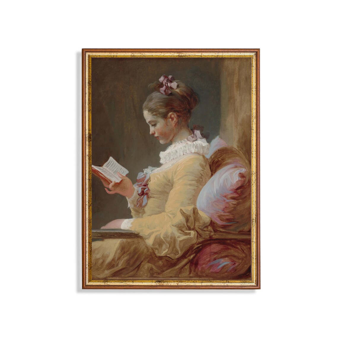 Vintage Victorian Lady Reading Book Art Print