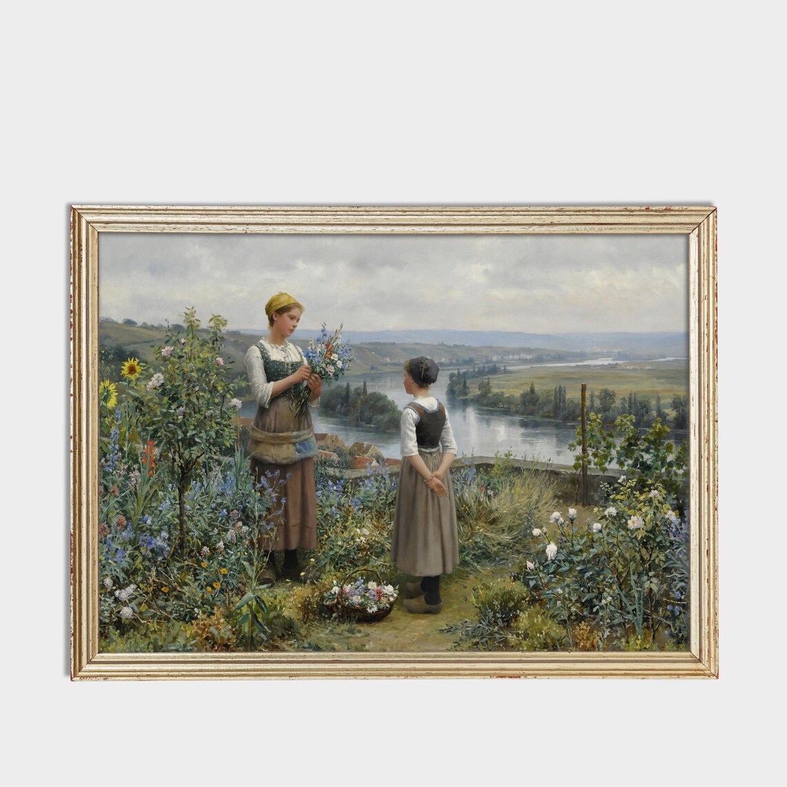 Printed And Shipped Women Picking Flowers Vintage Portrait Painting Moody Rustic Oil Painting Victorian Female Art Physical Prints - Image 3