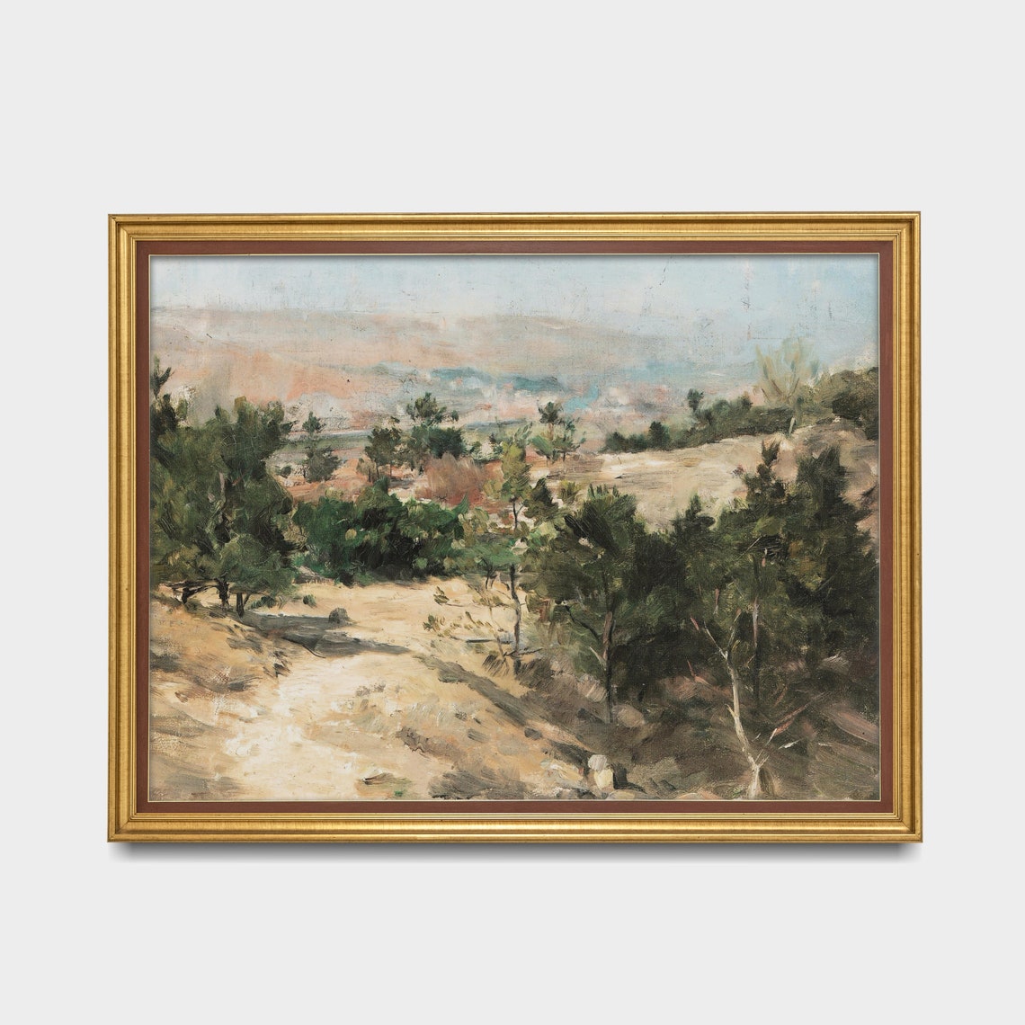 Pine Hills Over a Distant Valley Vintage Landscape Painting Poster - Image 2