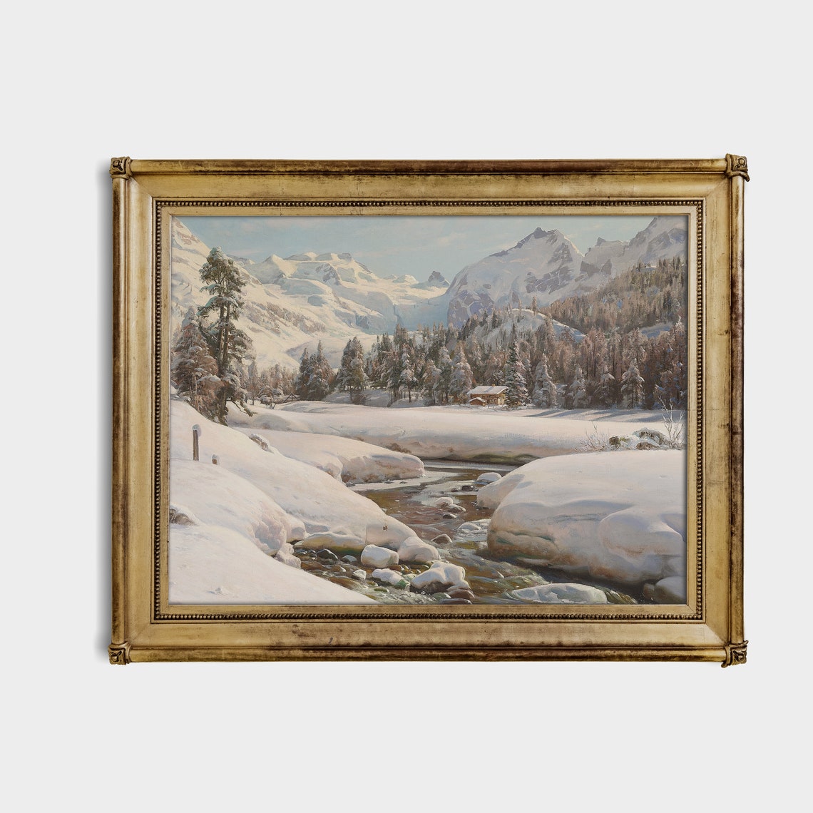 Open Alpine Stream Winding Through Deep Snow Fresh Winter Poster - Image 3
