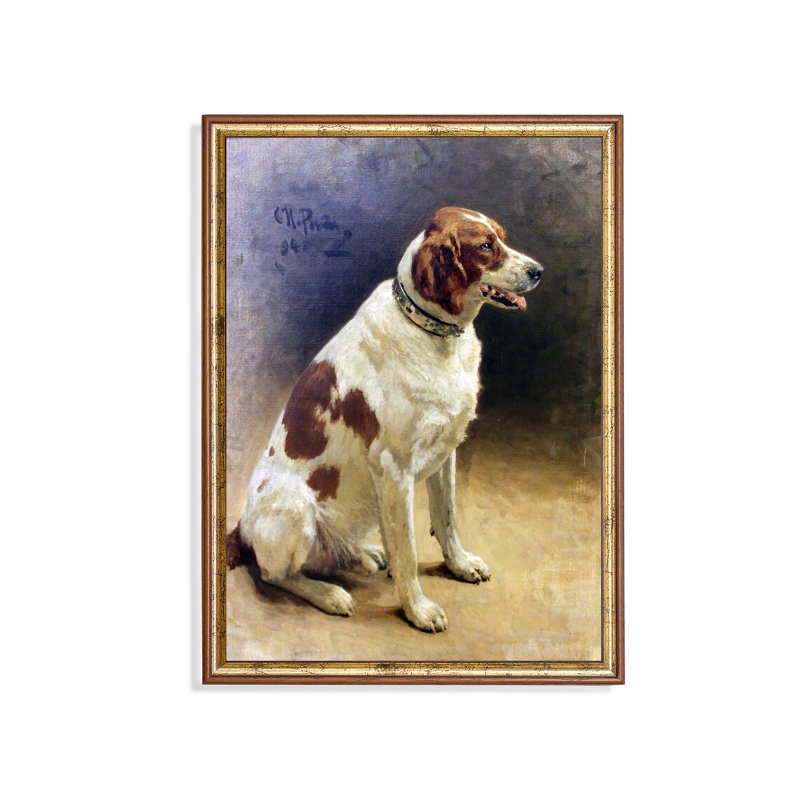 Vintage Dog Painting Antique Dog Portrait Print
