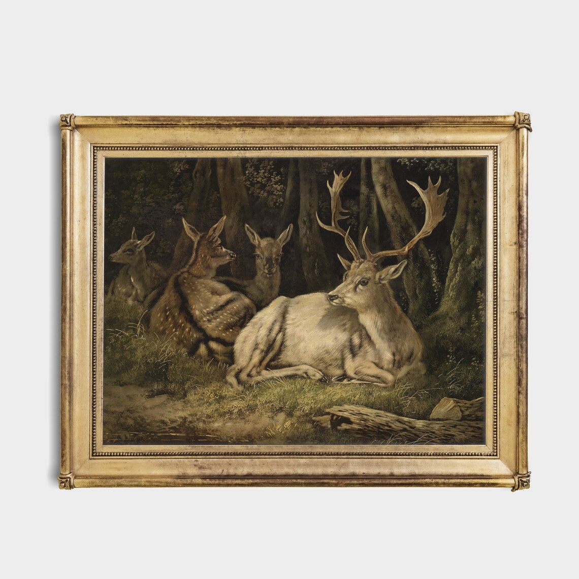 Deer Painting, Vintage Rustic Animal Art Print - Image 2