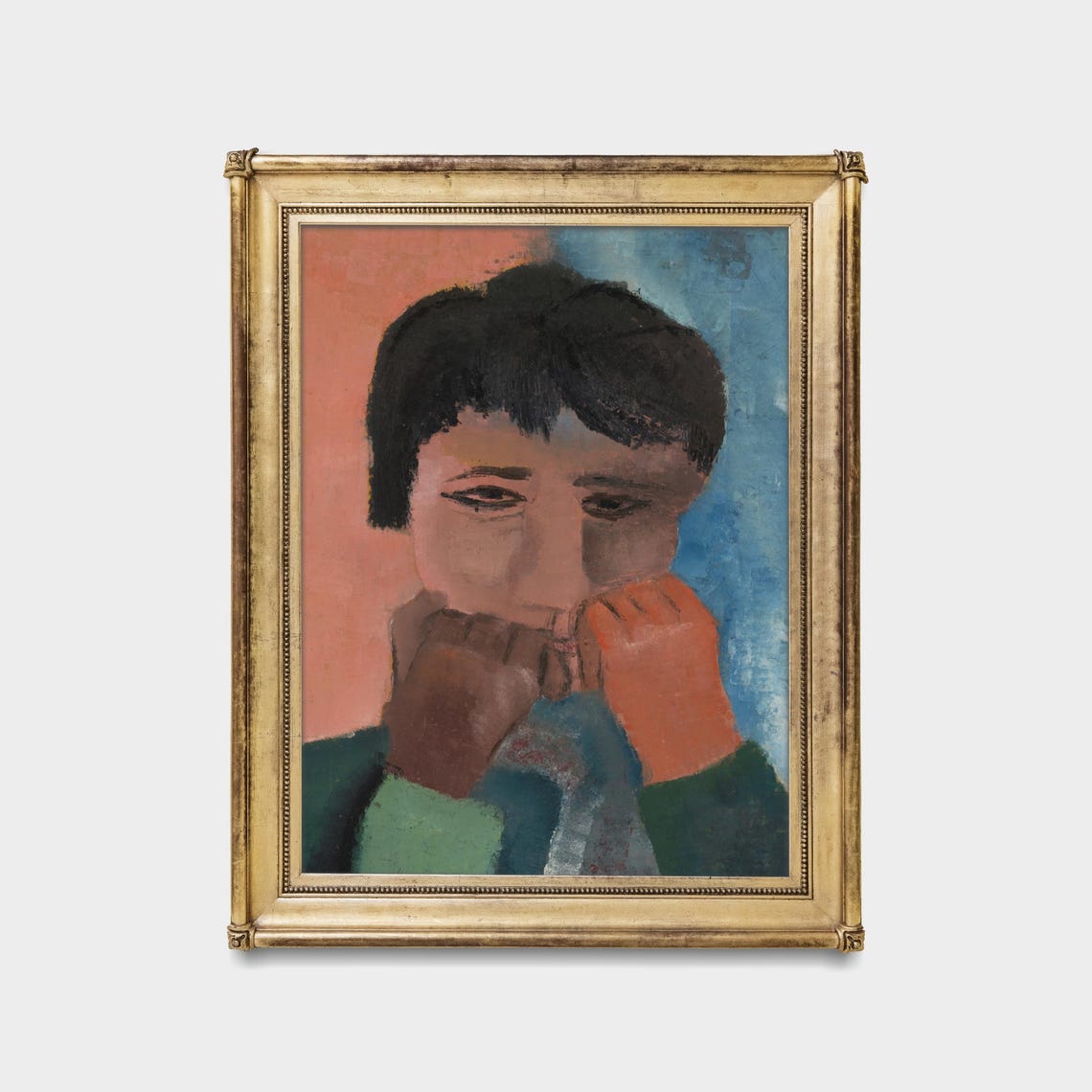 Expressionist Portrait of a Figure with Hands Pink and Blue Poster - Image 5